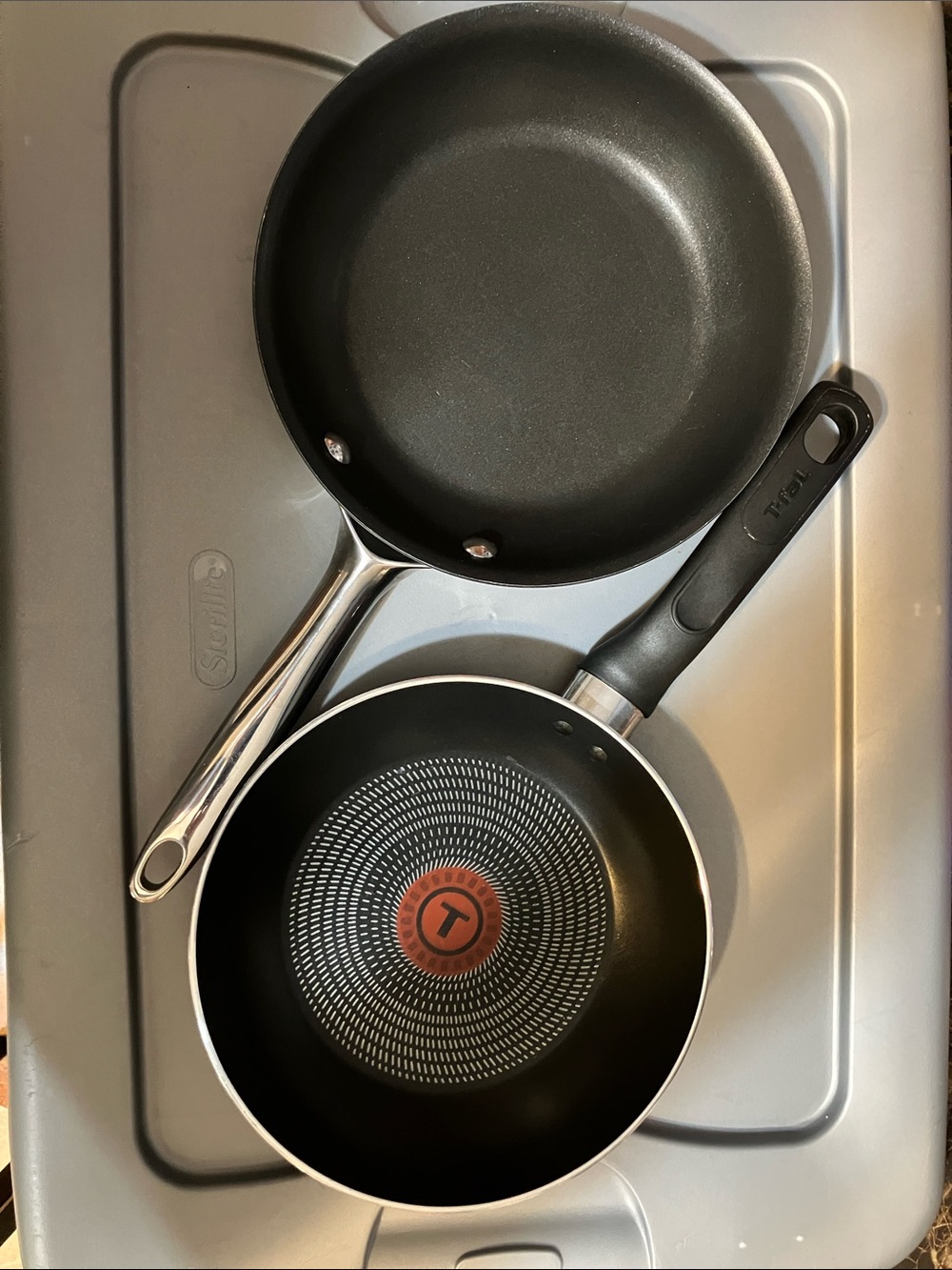 Pampered Chef Black Nonstick Skillet and T-Fal non stick Skillet